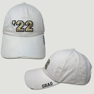 Claire’s Embroidered ’22 Grad Slideback Baseball Cap – 2‑Pack – White/Gold/Black
